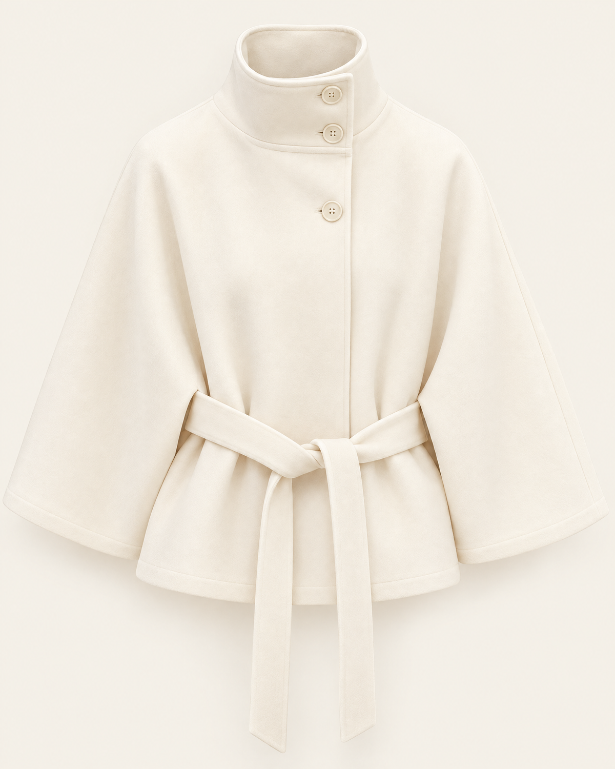 Belgravia Belted Cape Coat in Cream, front