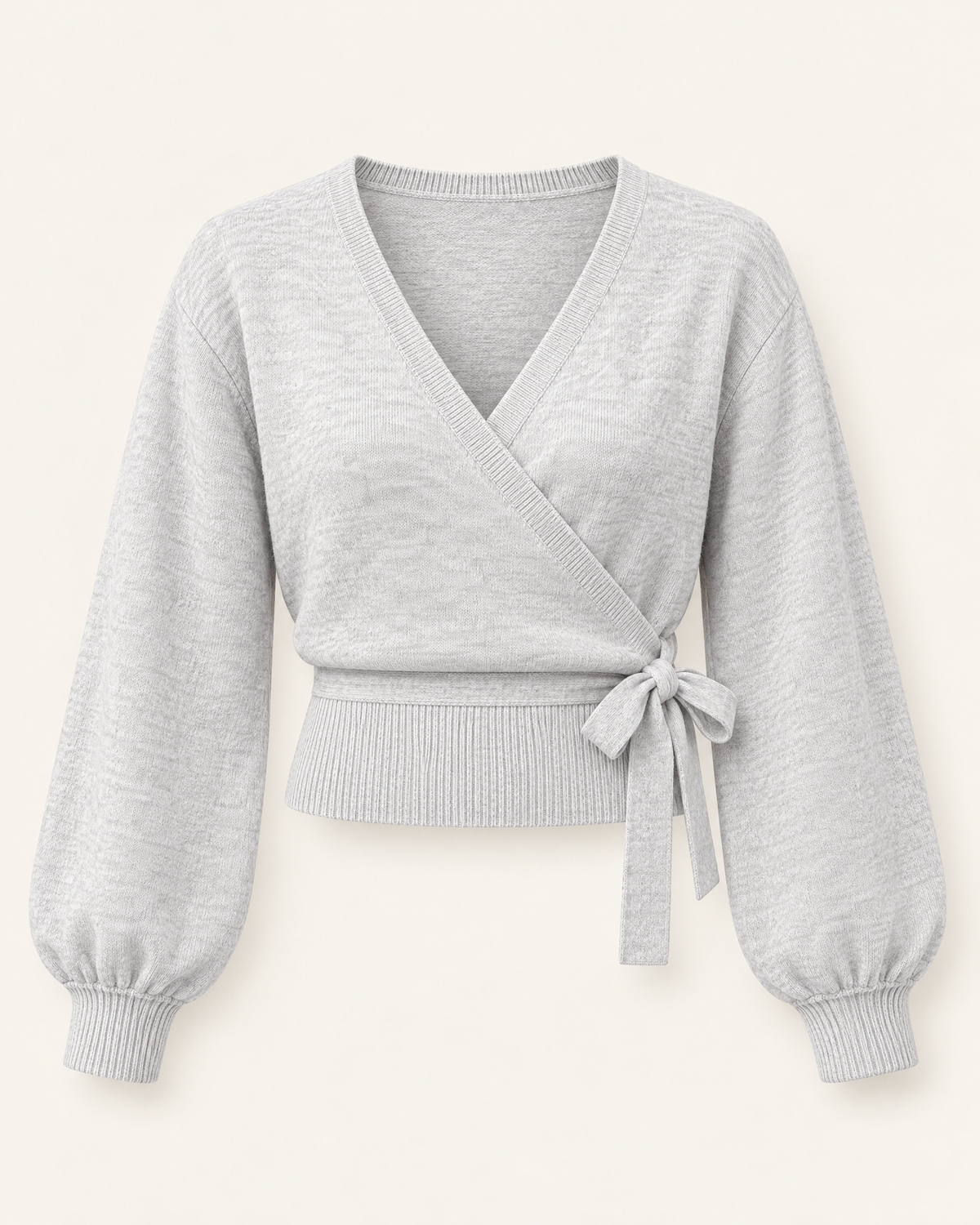 Chiswick Ballet Wrap Jumper in Grey Marl, front