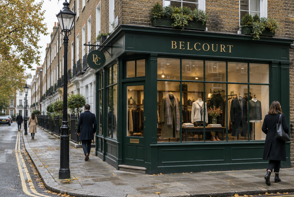 A London street with the Belcourt shopfront